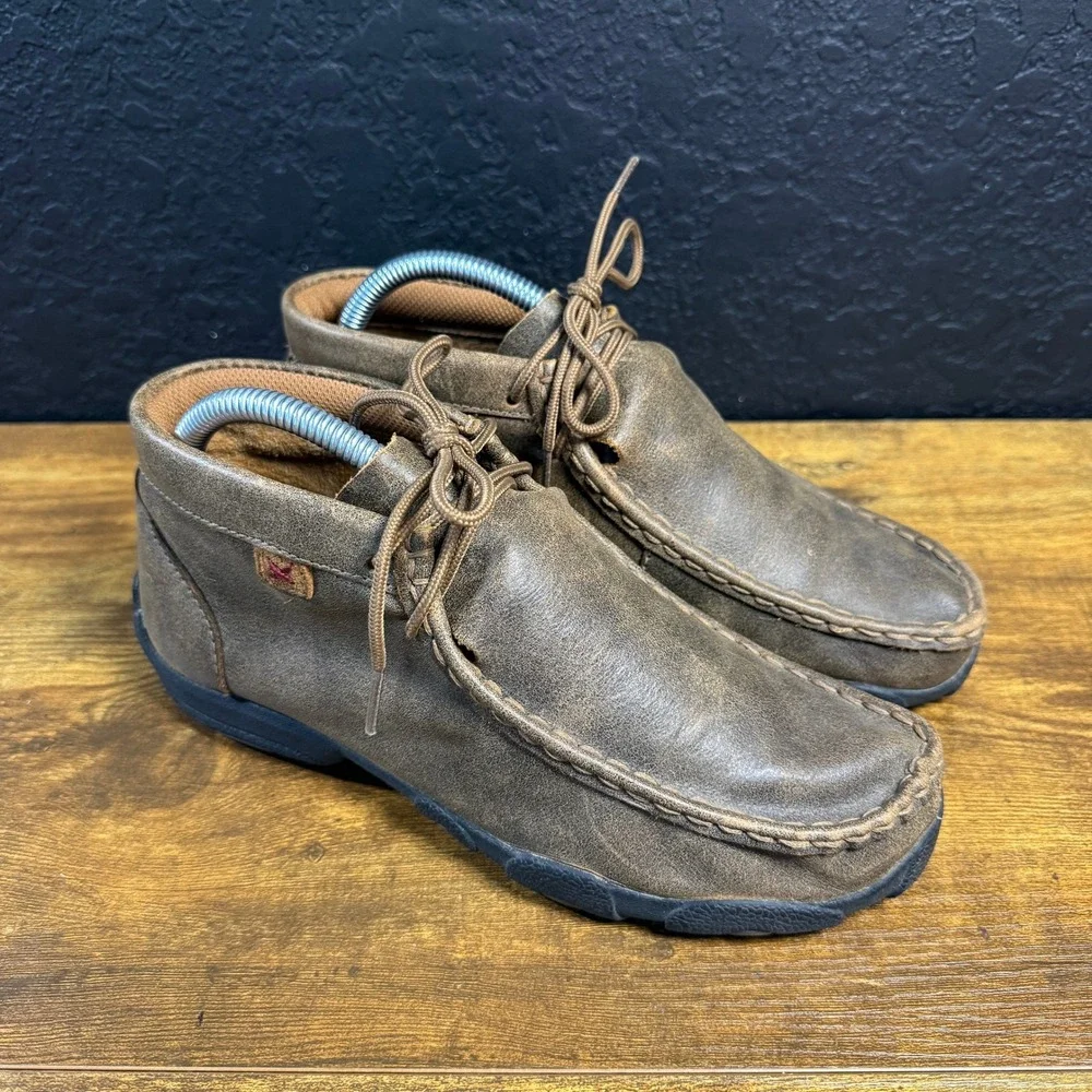 Twisted X Driving Moc‎ YDM0001 Brown Leather Casual Shoes Youth 4M